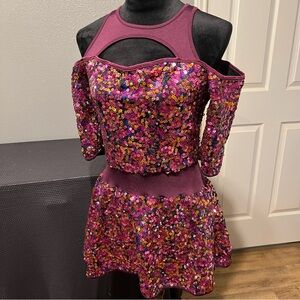 Girls Sequin Dance Costume By Curtain Call Costumes Size ALA 15+ Style J5345